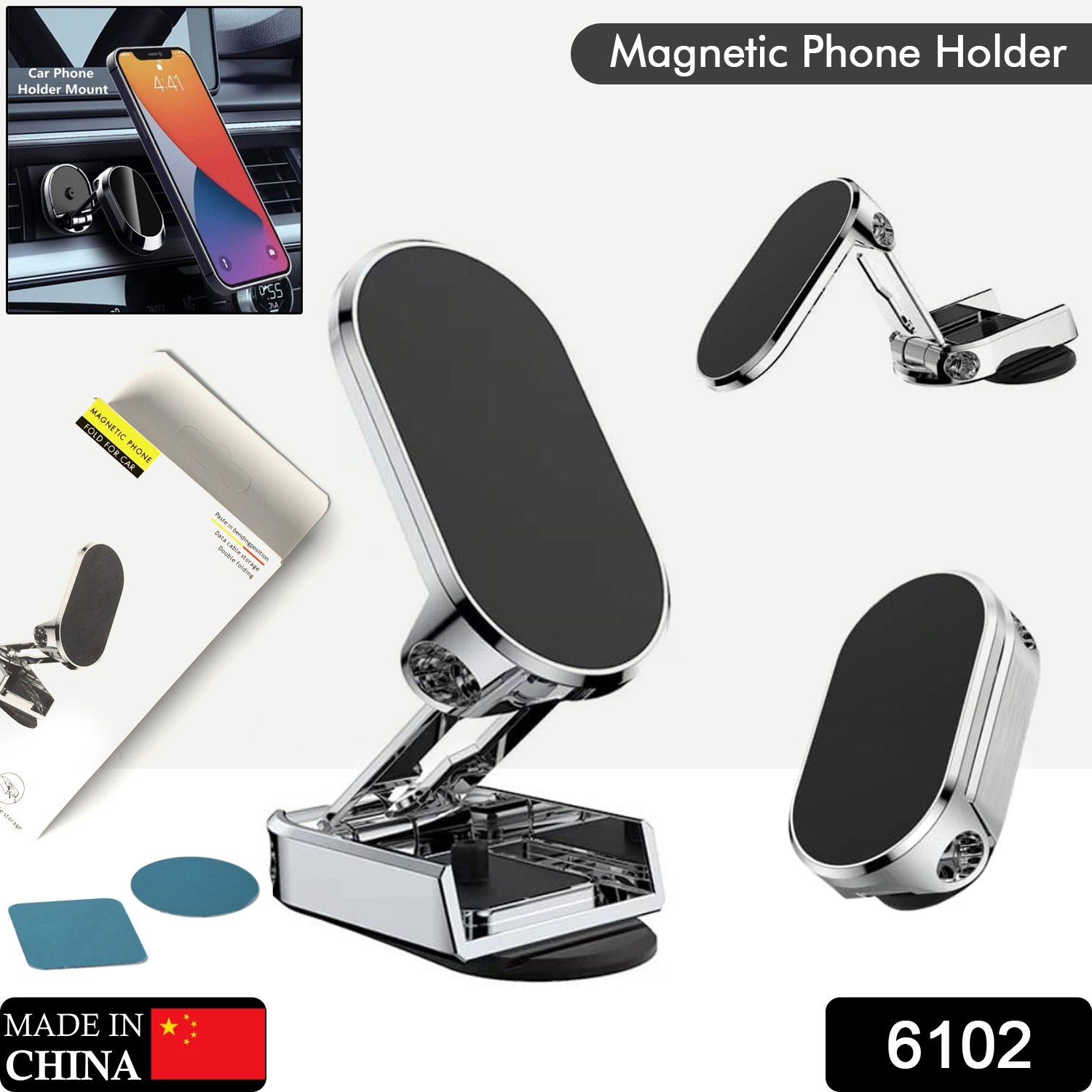 Magnetic Car Phone Holder – 360° Rotating Metal Mount |