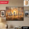 Horses Sunset Wall Art – Vibrant 3-Panel MDF Canvas for Home Decor