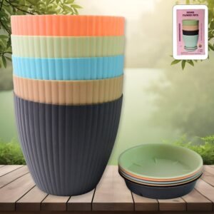 Plastic Flower Pot Set – Round 5 Pcs with Tray |