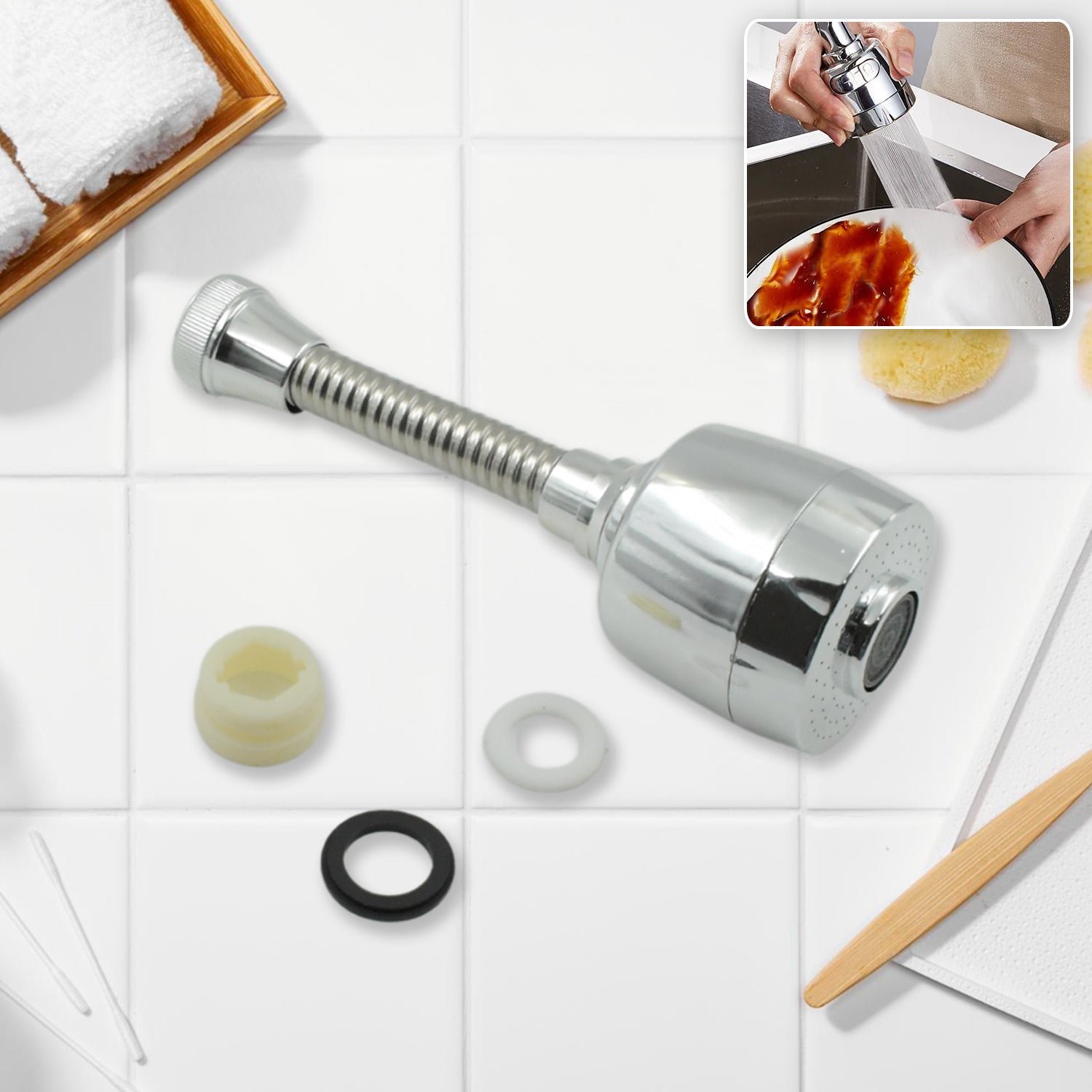 Water-Saving Faucet Sprayer – 360° Rotating Extension | Mist & Relax