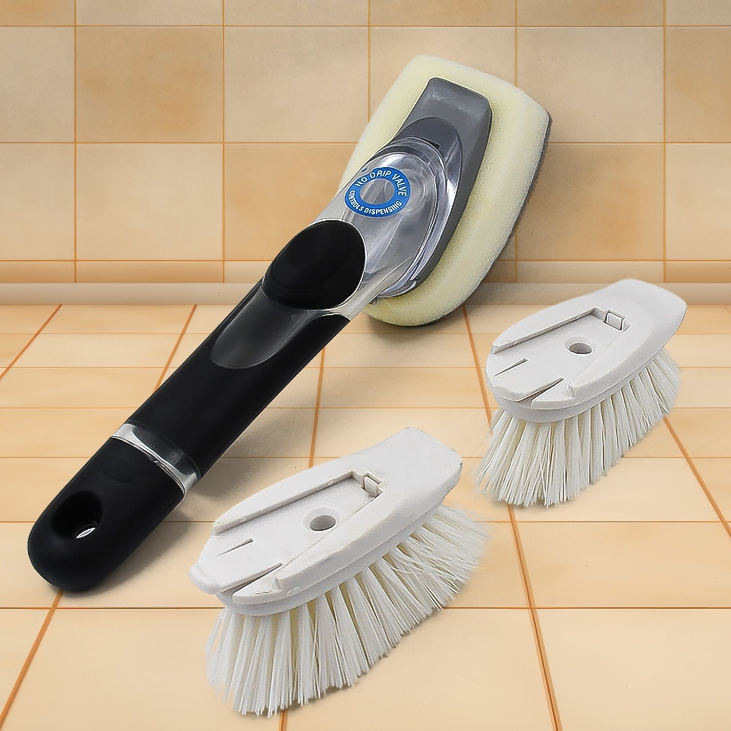 Soap Dispensing Dish Brush – Refillable Kitchen Scrubber | VelvetBubbles
