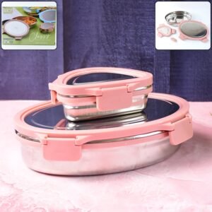 Stainless Steel Lunch Box Set – Leakproof & Durable 2-Piece