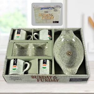 Ceramic Snack & Tea Set – 6-Piece Serving | Serve Stellar