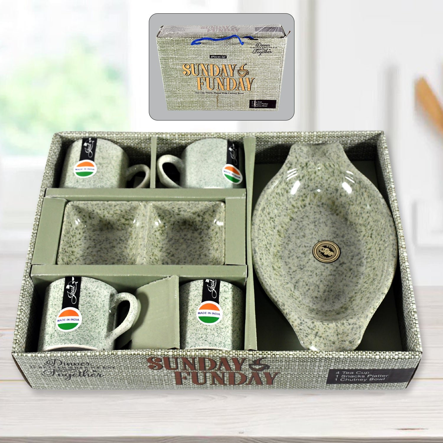 Ceramic Snack & Tea Set – 6-Piece Serving | Serve Stellar