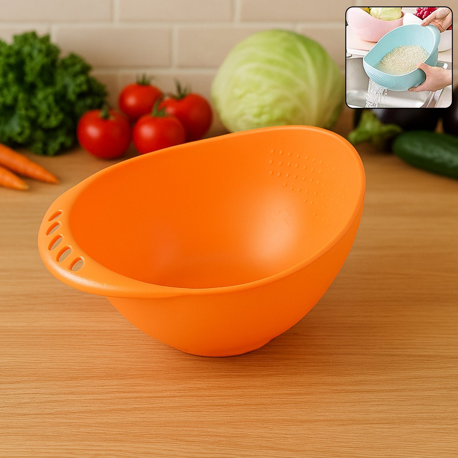 Rice Washing Bowl – Durable Plastic Vegetable Strainer | Tidy Table