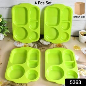 5-Compartment Food Plates – Unbreakable & Multicolor Set | Jiaqi