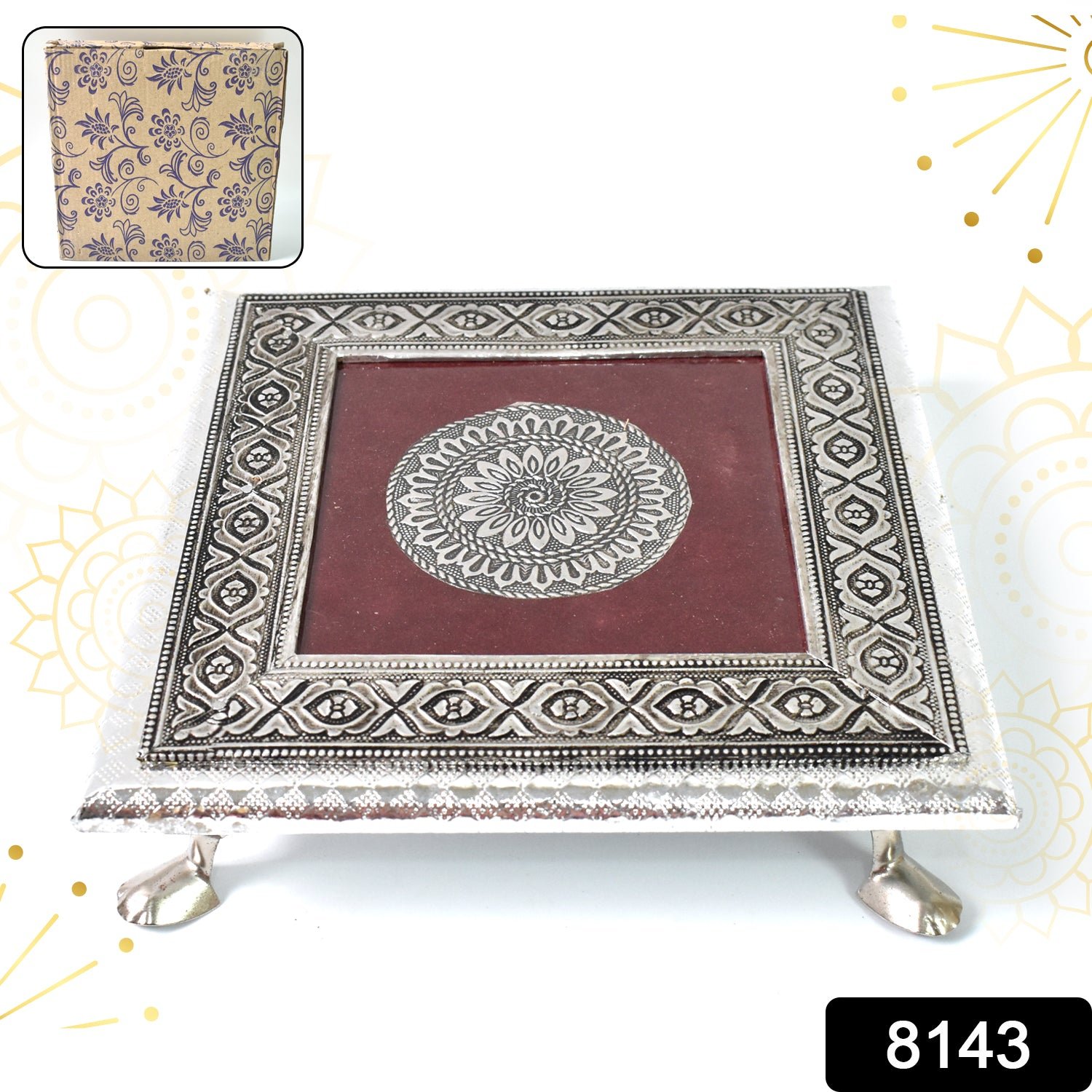 Pooja Chowki – Silver Square Bajot for Home Temple | Styleva