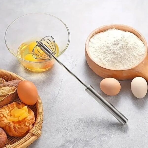 Stainless Steel Egg Whisk Hand Push Rotary Blender 27 cm
