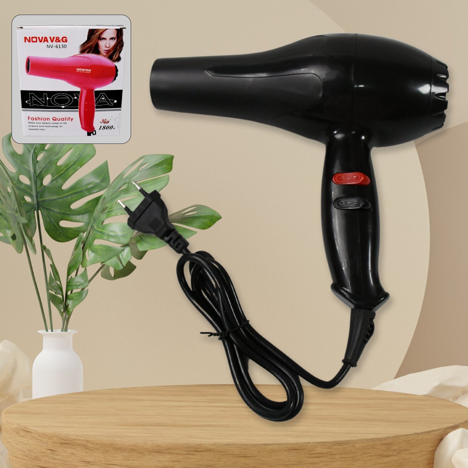 Professional Hair Dryer – 1800W, 3 Heat Settings |