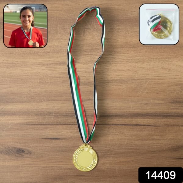 Gold Winner Medal with Tricolor Ribbon – Elegant Sports Award