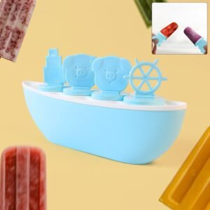 01_6fa50c80-4162-4221-bdca-914ec8b5745c Boat-Shaped Ice Cream Mould with Piggy Design – 4 Cavity Popsicle Maker