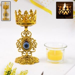 Diwali Candle Holder – Smokeless Glass Tea Light with Plastic Stand
