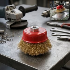 Heavy Duty Gold Wire Cup Brush – Durable Metal Cleaning Tool
