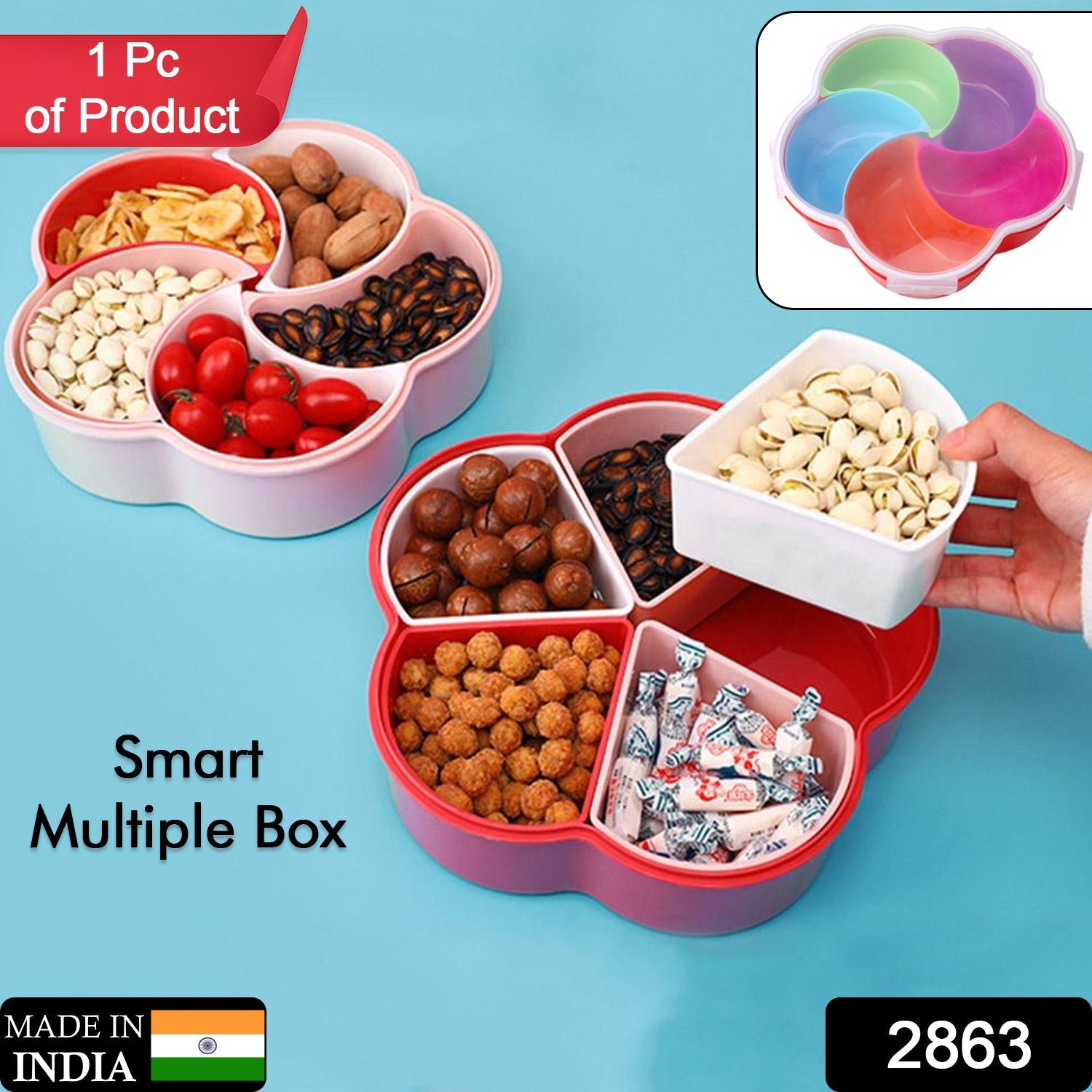 5 Compartment Snack Box – Multi-Purpose Food Storage | Lunchie Bunchie