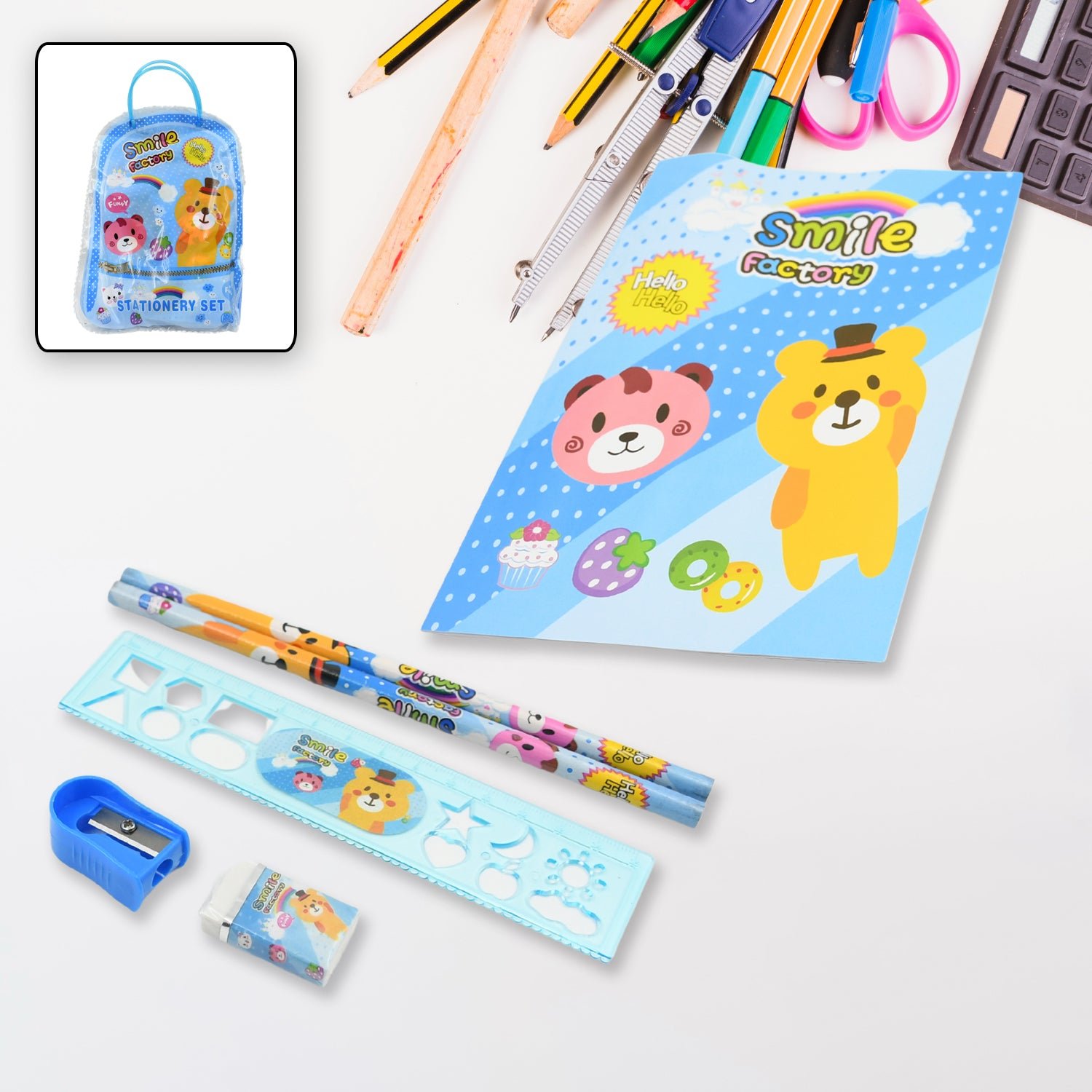 Kids Stationery Kit – 6-Piece Cartoon Set for School | TinyTrendy
