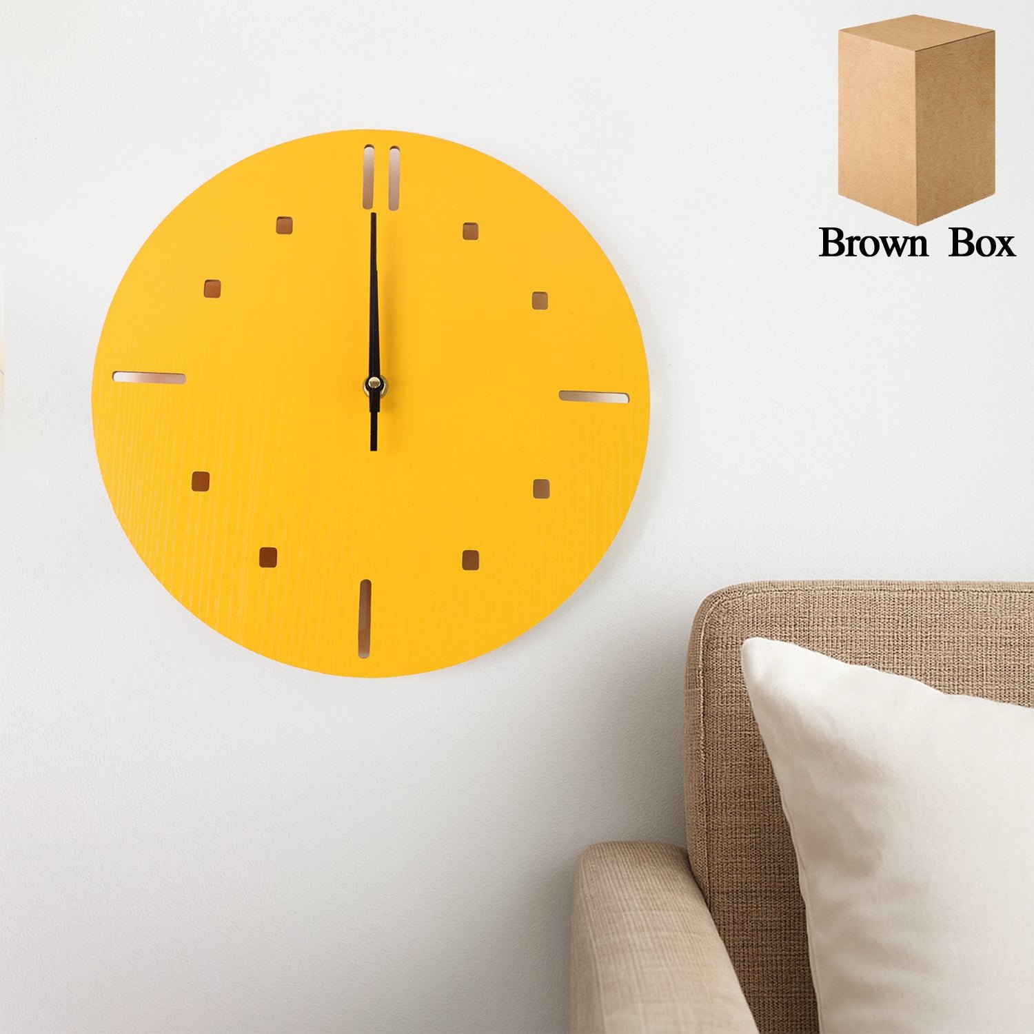 Yellow Silent Wall Clock – Modern Non-Ticking Timepiece
