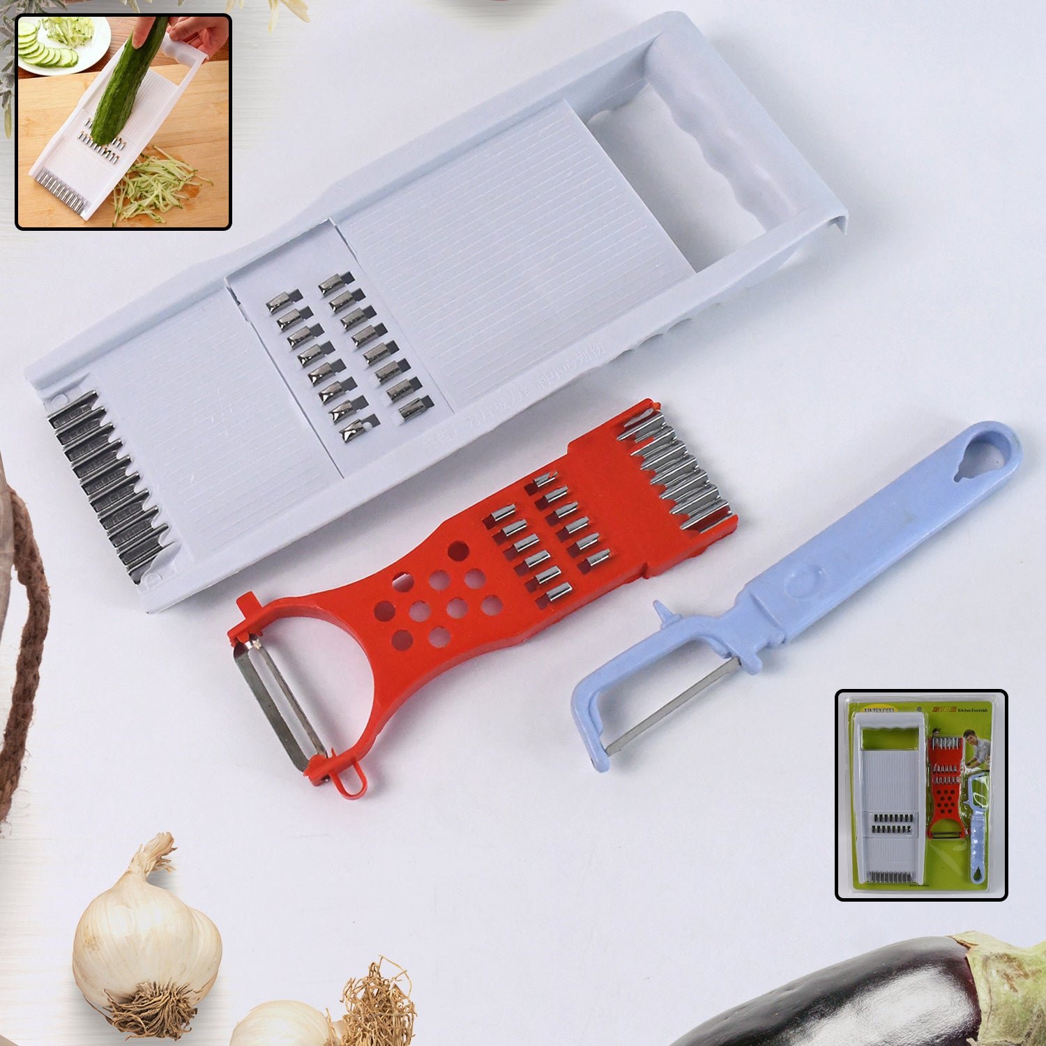 Kitchen Grater Set – 3-Piece Grater, Slicer & Peeler Kit