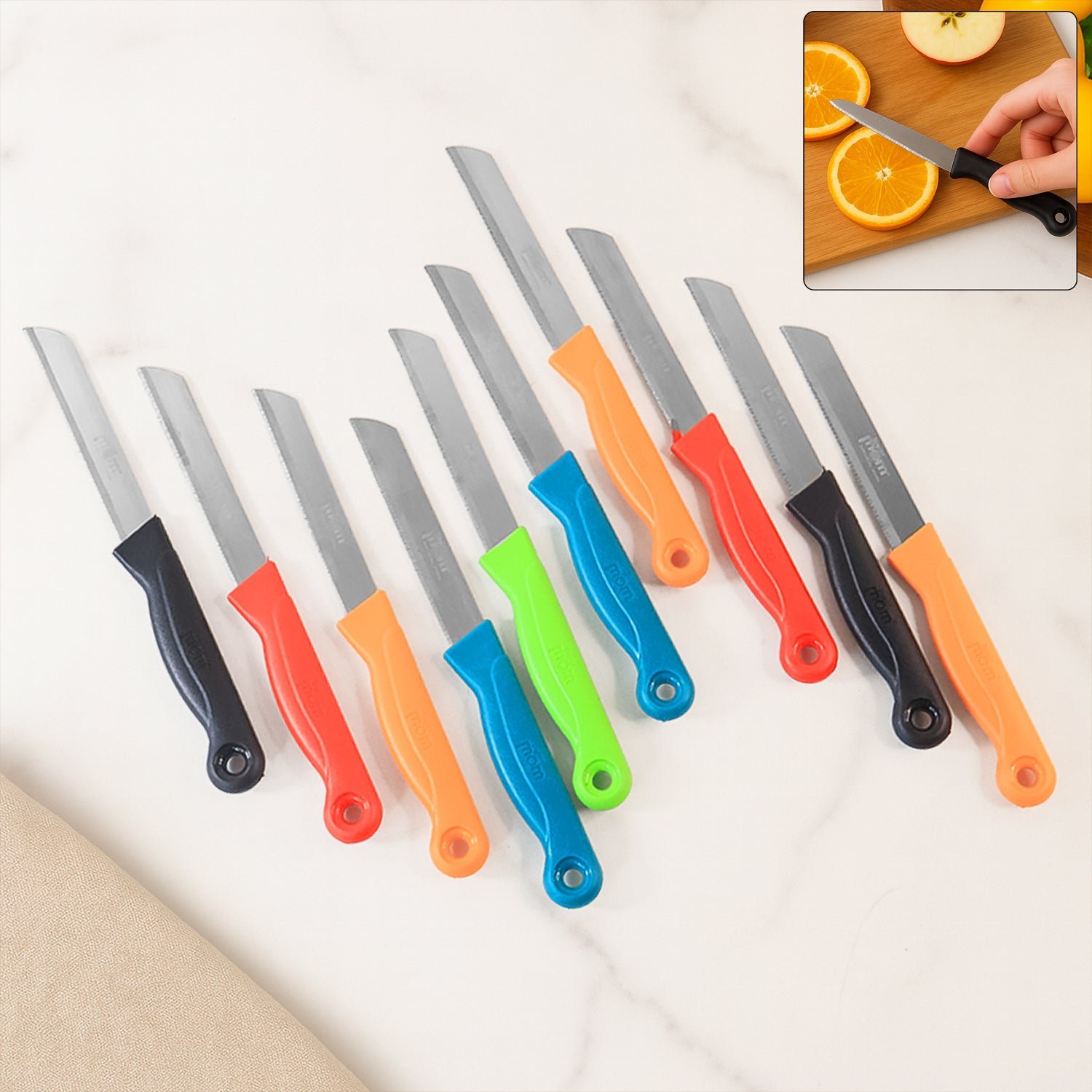 Laser Kitchen Knife Set – 10 Pc Stainless Steel | Supermom