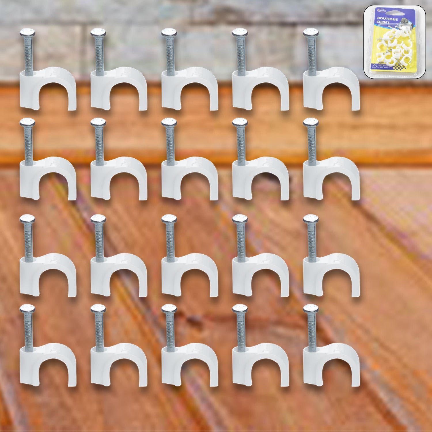 Plastic Cable Clips – Durable Steel Nail Wire Holders, 20 Pcs