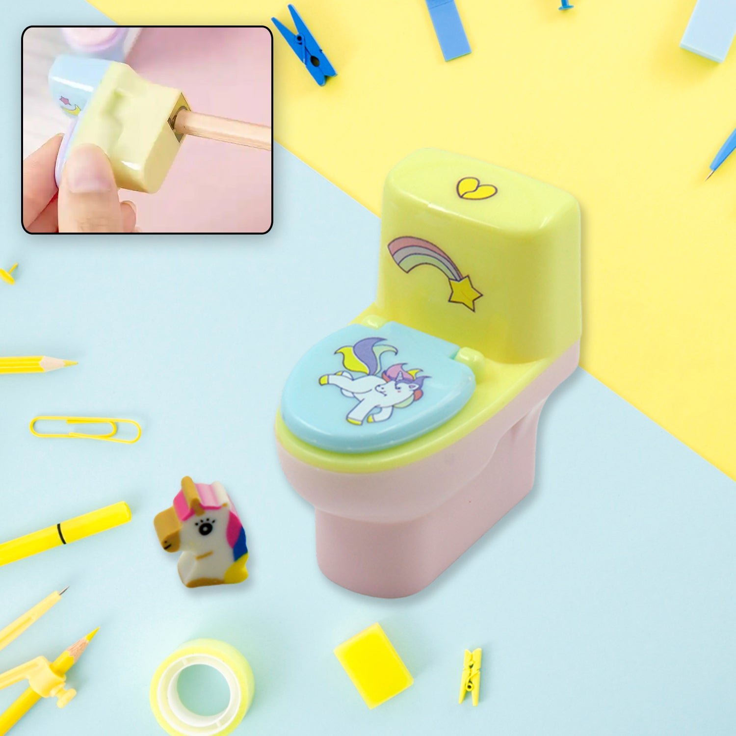 Toilet Pencil Sharpener – Fun Novelty with Eraser (2 Pc Set) | Writezo