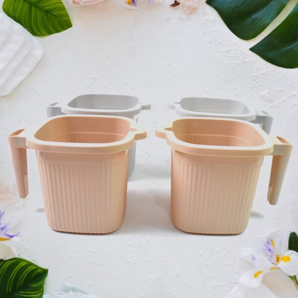 Plastic Bath Mug Set – Square, 1000ml (4 Pc) | Mini Bubbles