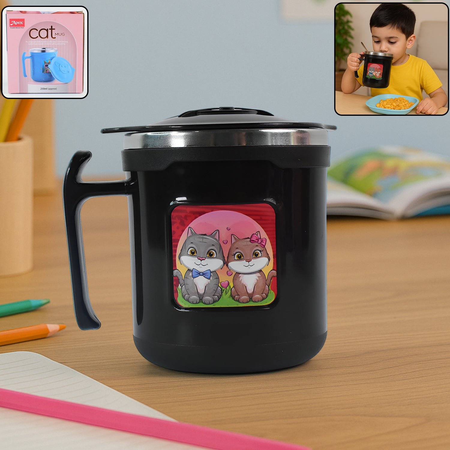 Cat Mug – 250 ml Insulated Stainless Steel for Kids & Gifting