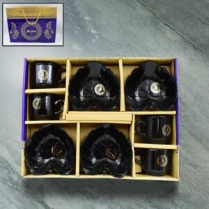 Ceramic Tea Cup Set – 8-Piece with Leaf Serving Bowls | A One