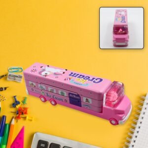 Kids Truck Pencil Case – Multi-Level Metal Double Decker | Indo Glow