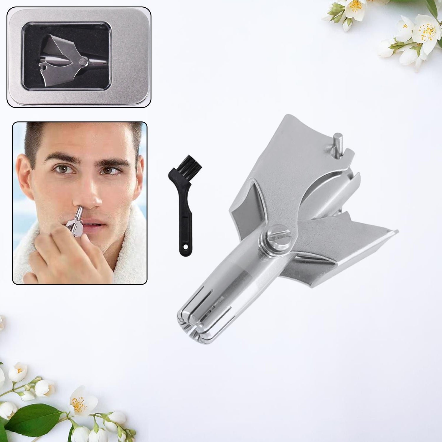 Nose Hair Remover – Painless Stainless Steel with Metal Case | Calm & Curl