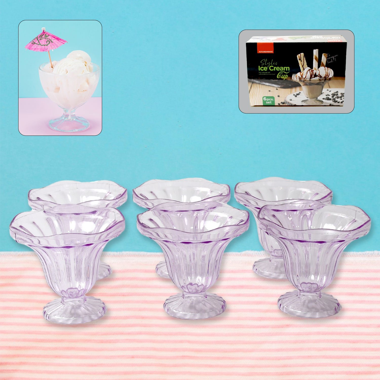 Plastic Ice Cream Bowls – Tulip Design, Set of 6 | Serve Stellar