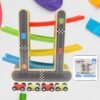 Wooden Race Track – 4-Level Car Ramp Set for Toddlers | Action Legion