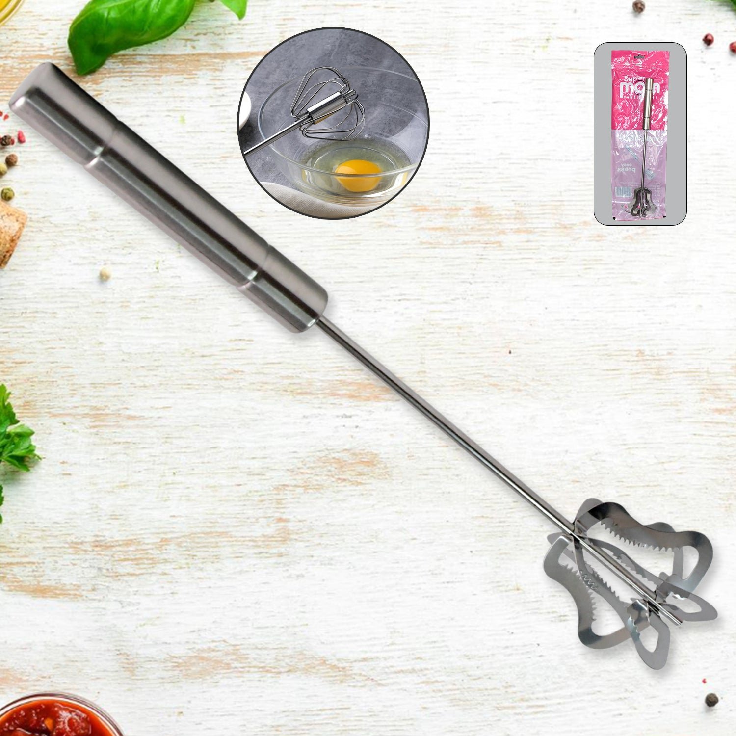 Stainless Steel Handy Churner – Manual Whisk for Lassi & Eggs