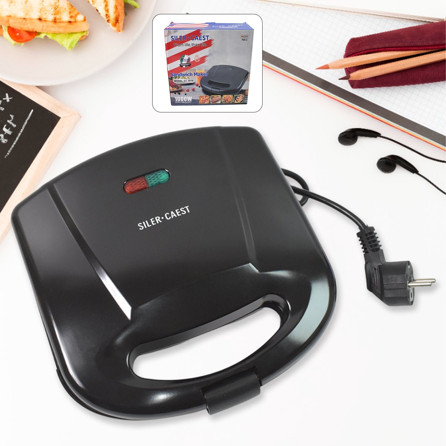 Sandwich Maker Non-Stick Plates – Easy Use with Indicator Lights