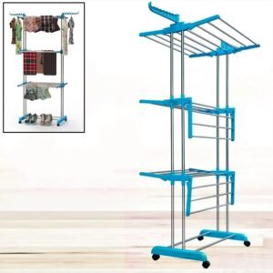 Cloth Drying Stand – 3-Layer Foldable Stainless Steel | FreshAura