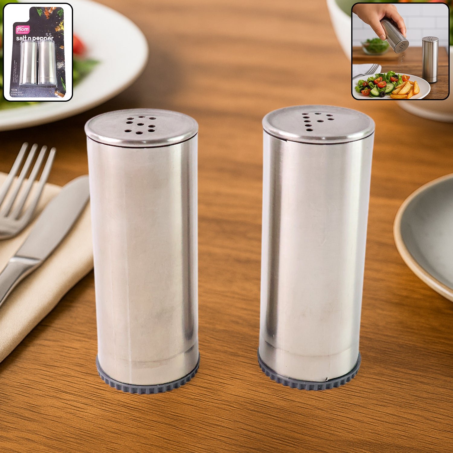 Stainless Steel Salt and Pepper Shaker Set – Durable & Stylish 2 Pc