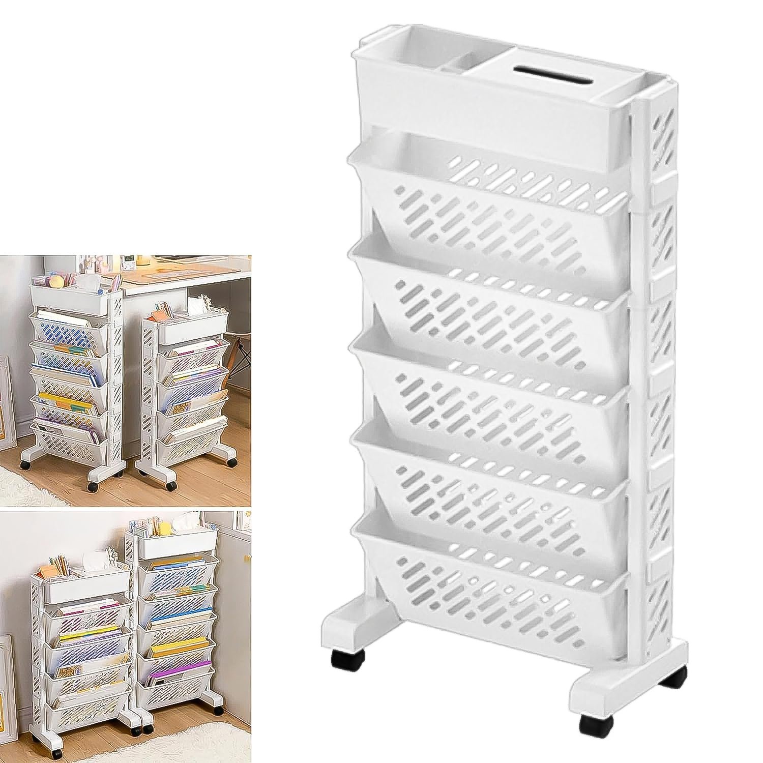01_8f10b986-55bb-4a25-b933-d6bfd003ffac Movable Plastic Bookshelf – Large 5-Tier Rotatable Organizer