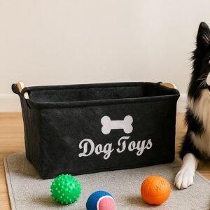 Pet Toy Storage Basket – Collapsible Felt Organizer for Dogs