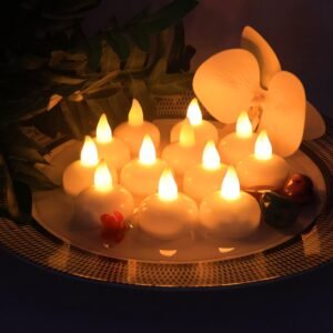 LED Floating Candles – Smokeless Lotus Set of 12 for Festive Decor