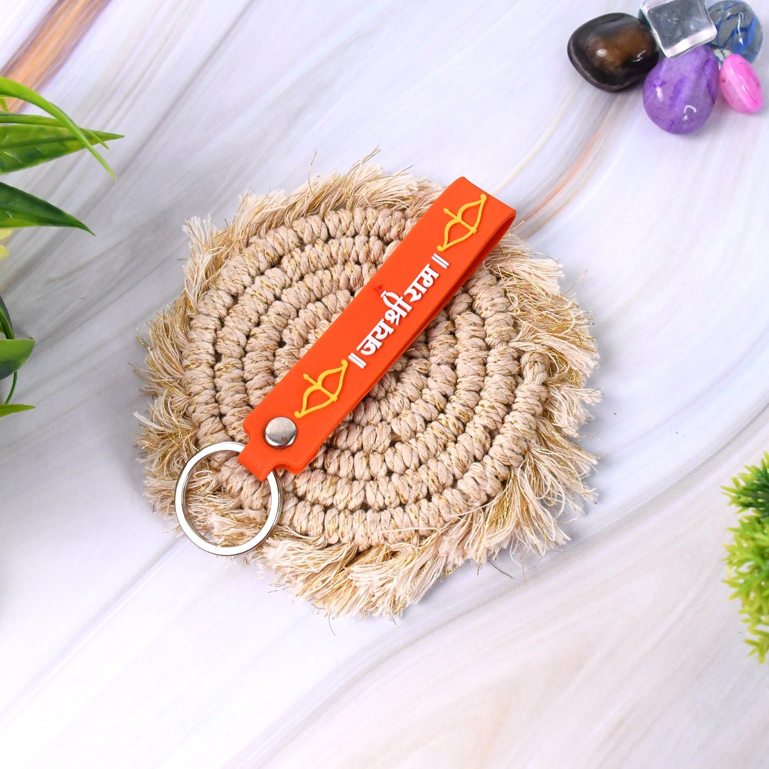 Jai Shree Ram Keychain – Durable Silicone with Metal Hook | Styleva