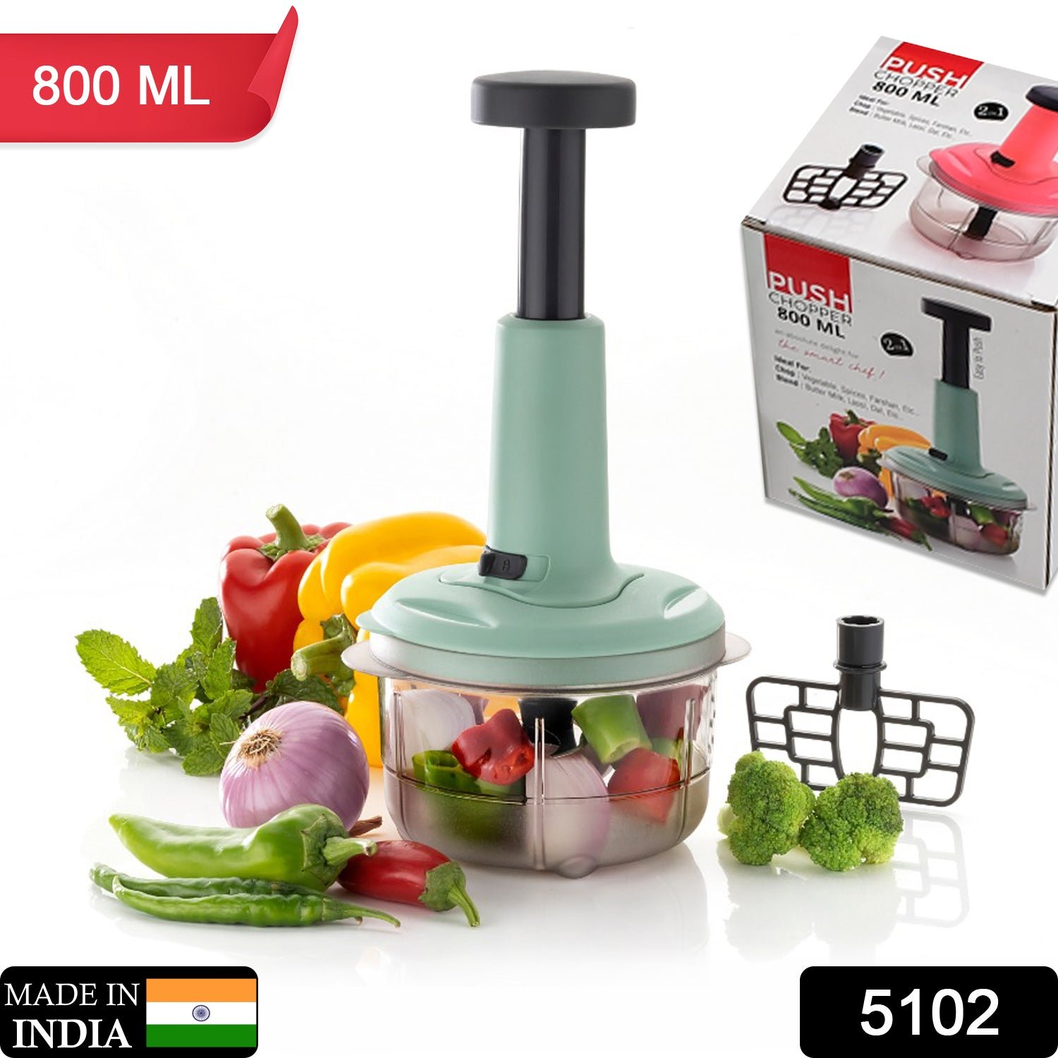 Push Chopper 800ml – Stainless Steel Blade for Quick Prep | Gamevana