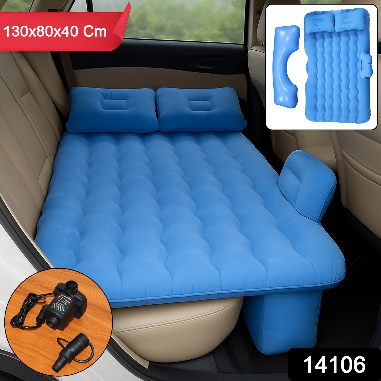 Inflatable Car Backseat Air Mattress – Portable Comfort with Pump & Pillows, Car Sofa