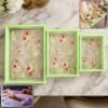 Serving Tray Set – Elegant Floral Design with Side Handles