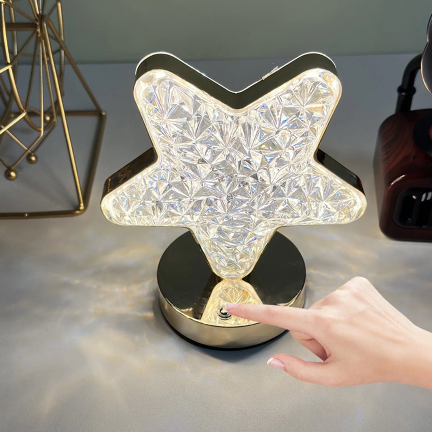 Crystal Diamond Lamp – USB Rechargeable, Dimmable LED | Styleva