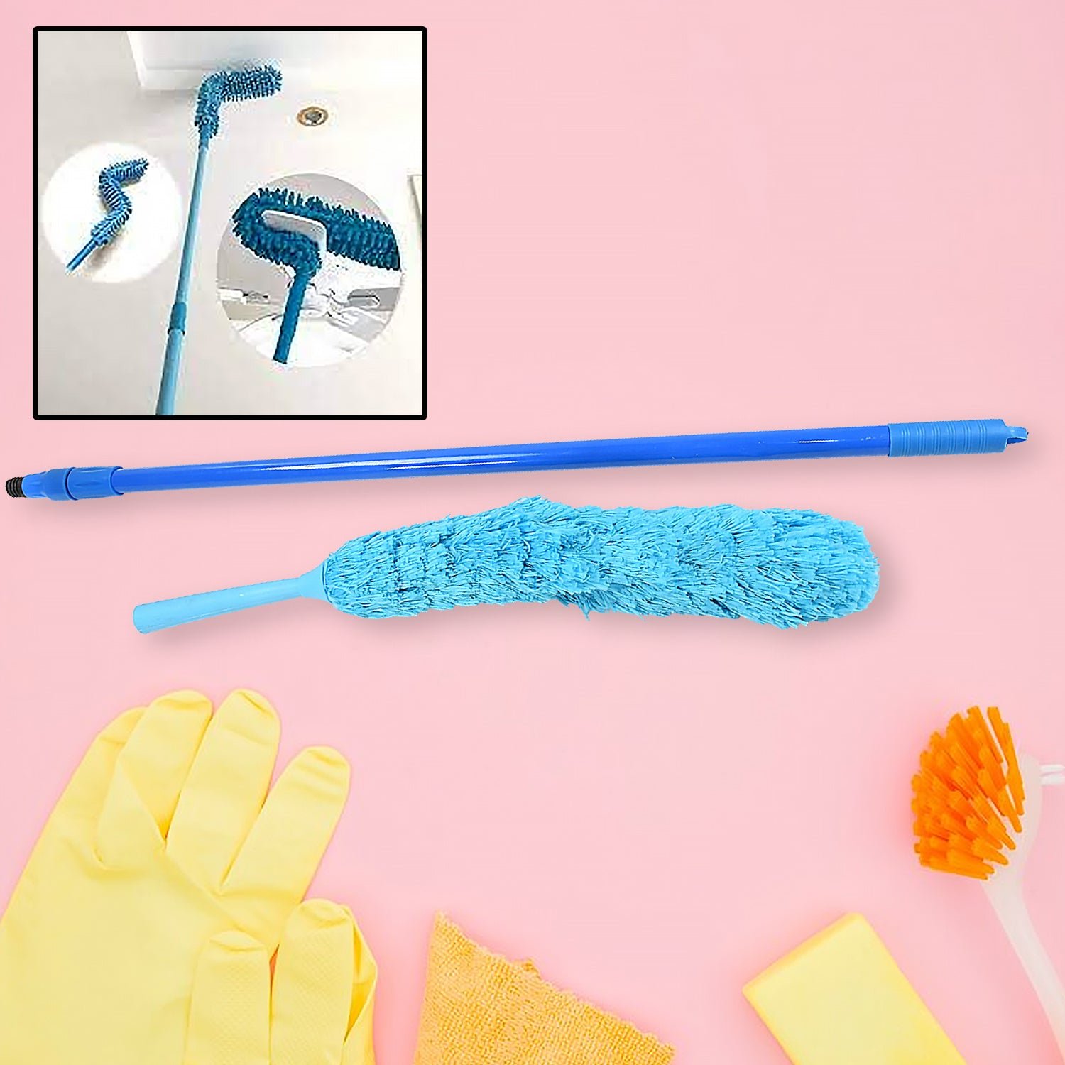 Adjustable Dust Brush – Extendable Handle, Microfiber Head | Garth