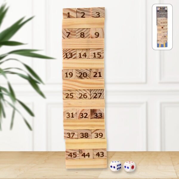 Wooden Tumbling Tower Game – 48pc Family Stacking Blocks | Puzzle Vista