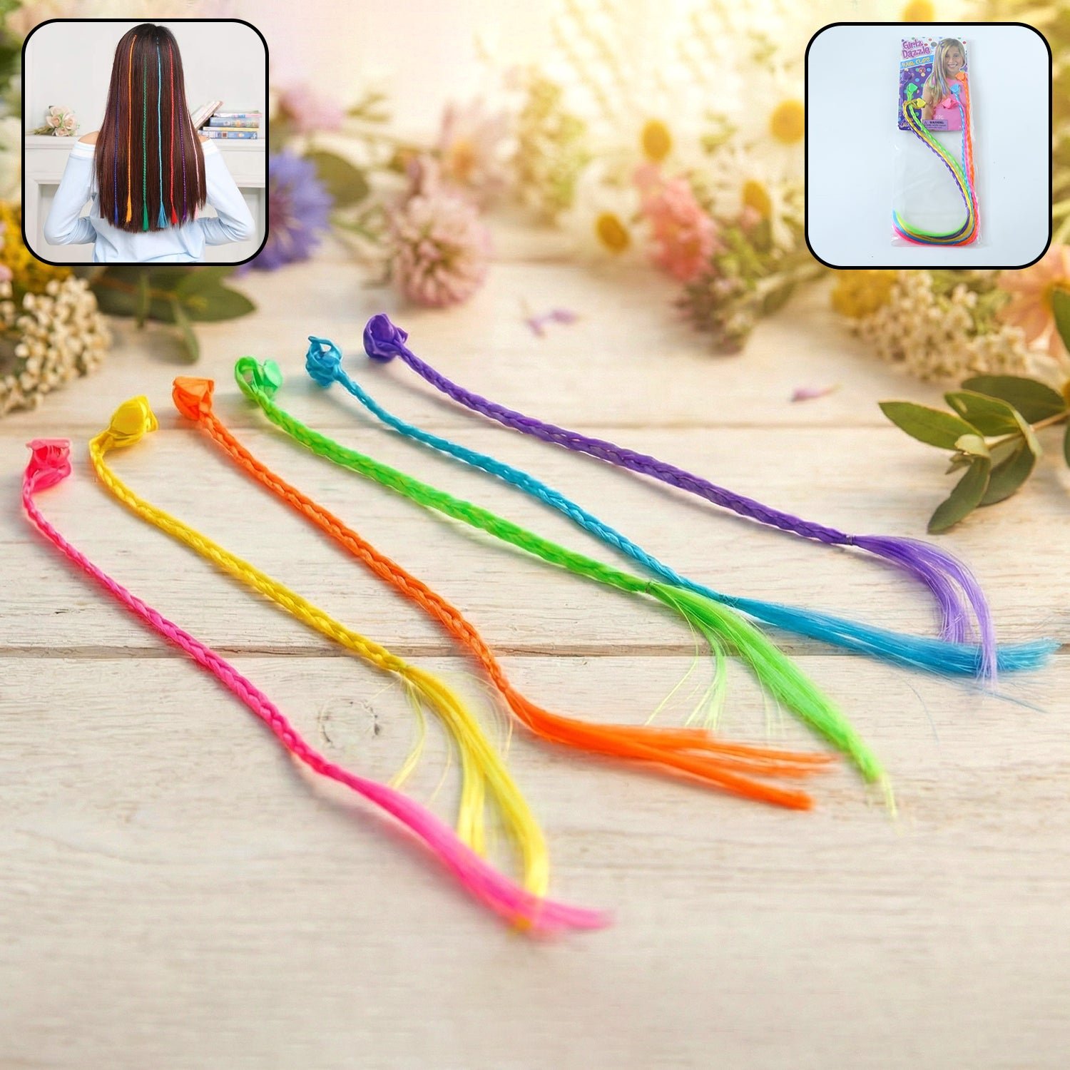 Braided Hair Extension Streaks – Colourful Clip-In Set for Kids