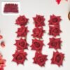 Velvet Rose Hair Clip – Red Flower Design (12 Pcs) | Calm & Curl