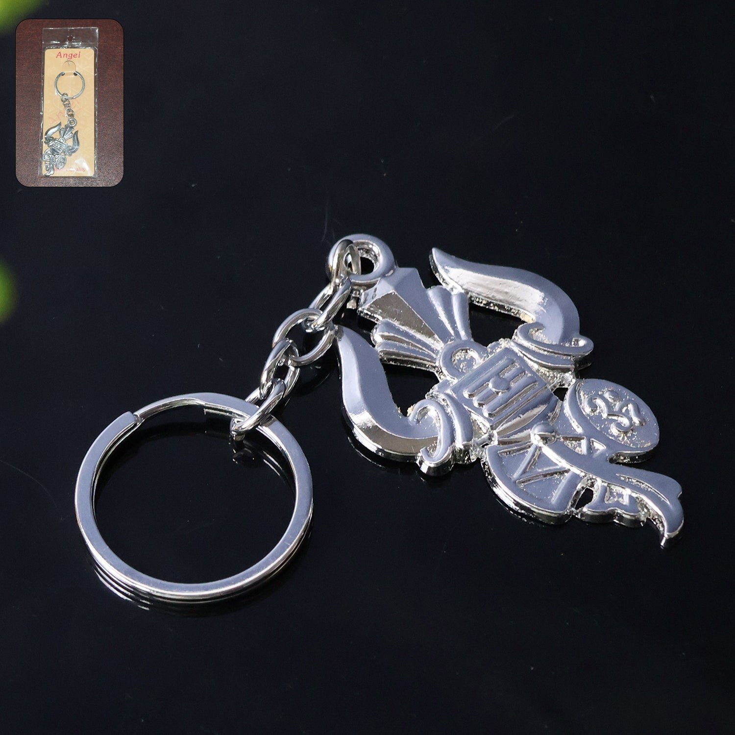 Mahakal Trishul Metal Keychain Set – Durable Devotional 2-Pc