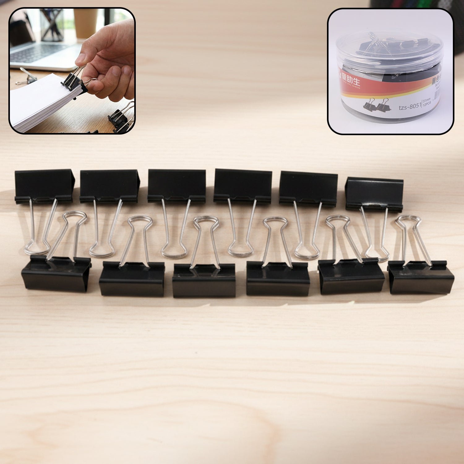 51 mm Large Binder Clips – Strong Secure Paper Holders (12 Pc Set)