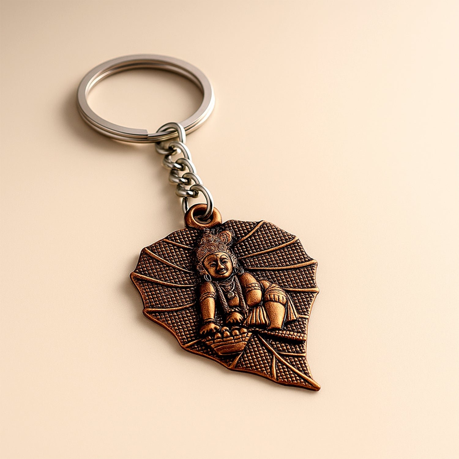 Bal Krishna Antique Bronze Keychain – Spiritual & Durable